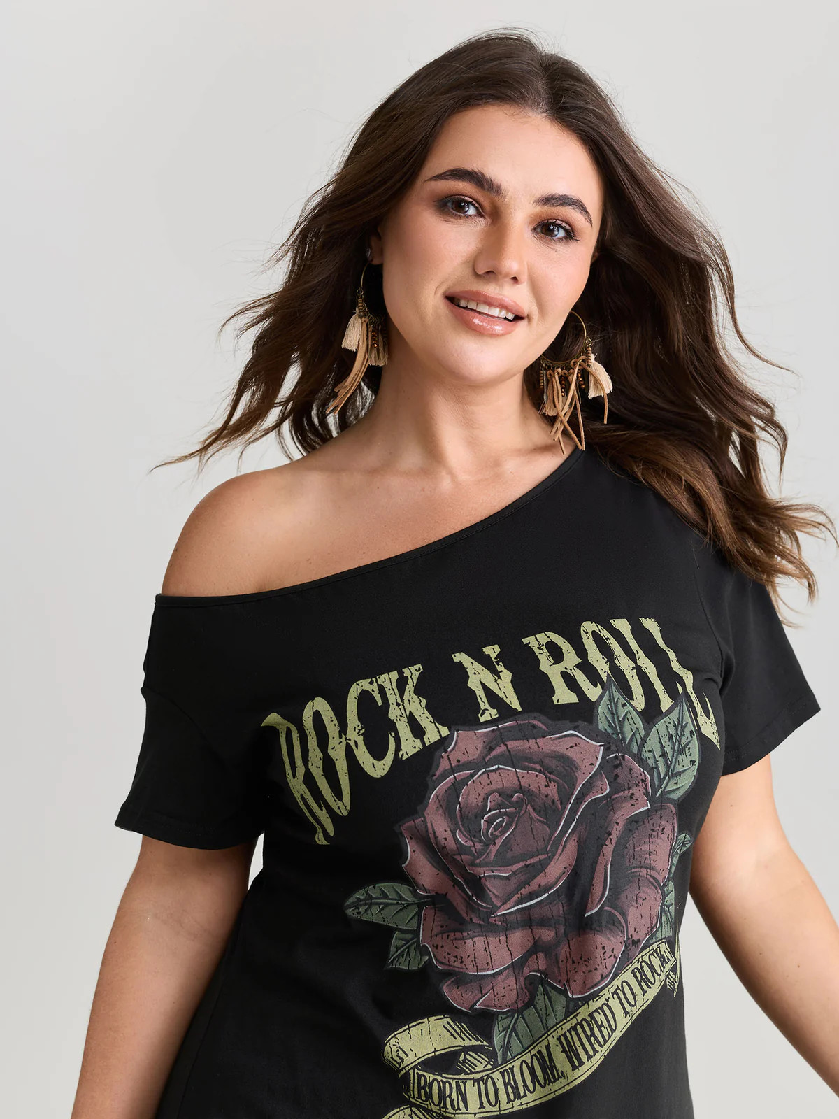 Cotton Rock And Roll Print T-Shirt | Bloomchic