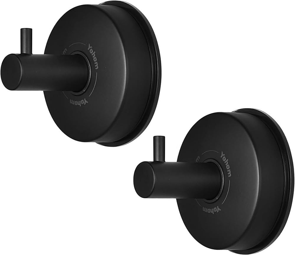 YOHOM Suction Cup Hooks Shower Towel Holder Stainless Steel Vacuum Bathroom Shower Hook Suction Towe | Amazon (US)