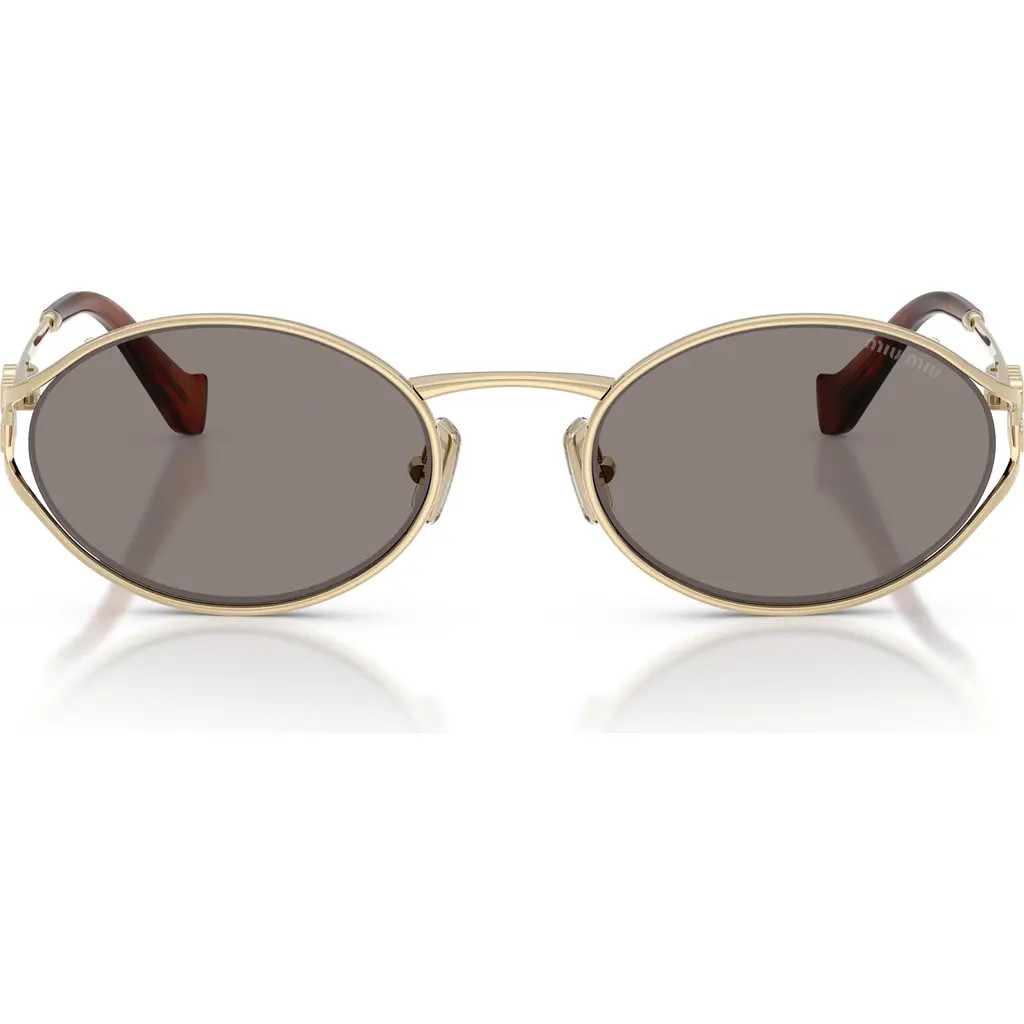 Miu Miu 54mm Oval Sunglasses in Pale Gold /Dark Grey at Nordstrom | Nordstrom