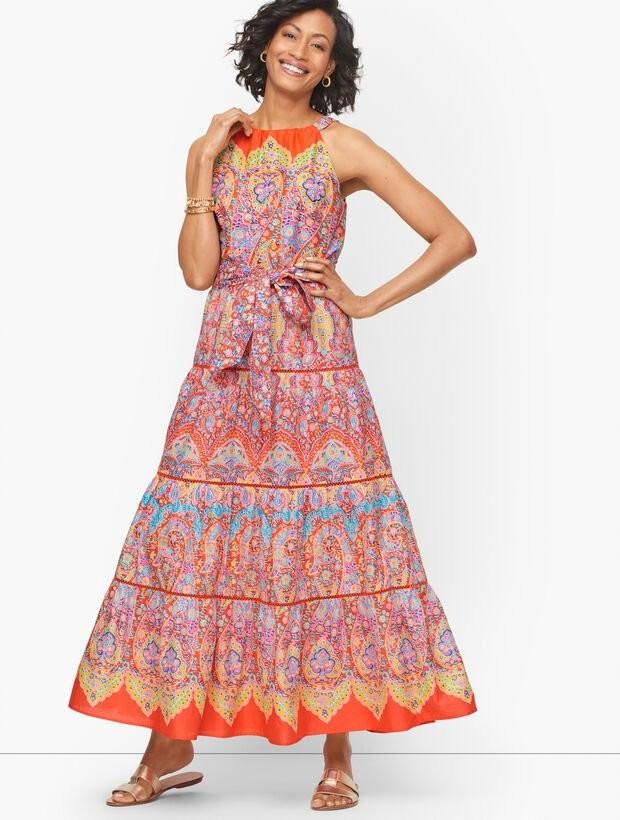 Tiered Halter Maxi Dress - Medallion | Talbots