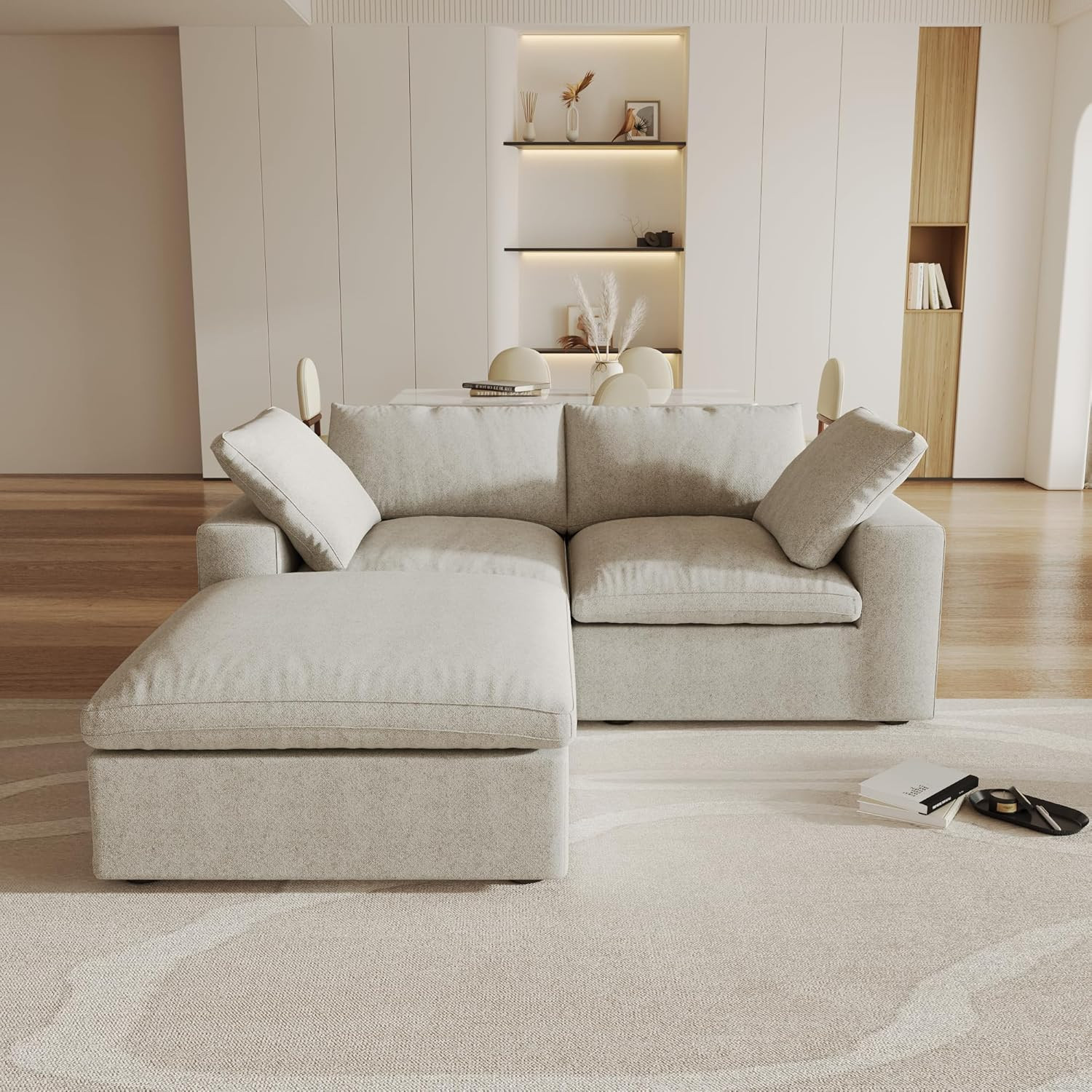 Cloud Modular Sectional Sofa Couch,80.3" L Shaped Convertible Couches with Storage Ottoman for Li... | Amazon (US)