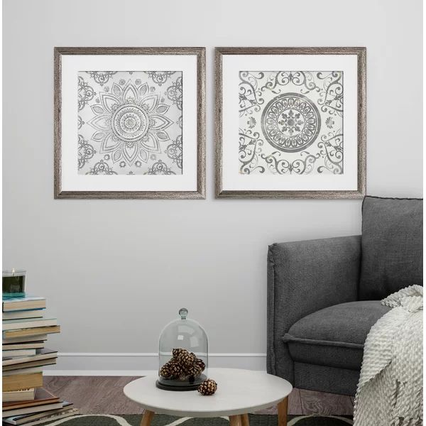 'Mandala Sunburst' - 2 Piece Picture Frame Graphic Art Print Set on Paper (Set of 2) | Wayfair North America