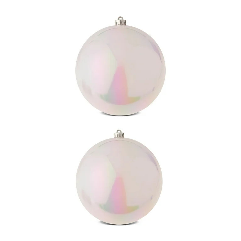 2-Count Iridescent White Jumbo Shatterproof Christmas Ornaments, 7.87 in, by Holiday Time - Walma... | Walmart (US)