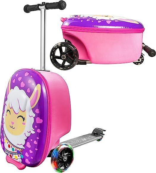KIDDIETOTES 3-D Hardshell Ride On Suitcase Scooter for Kids - Cute Lightweight Kids Luggage with ... | Amazon (US)