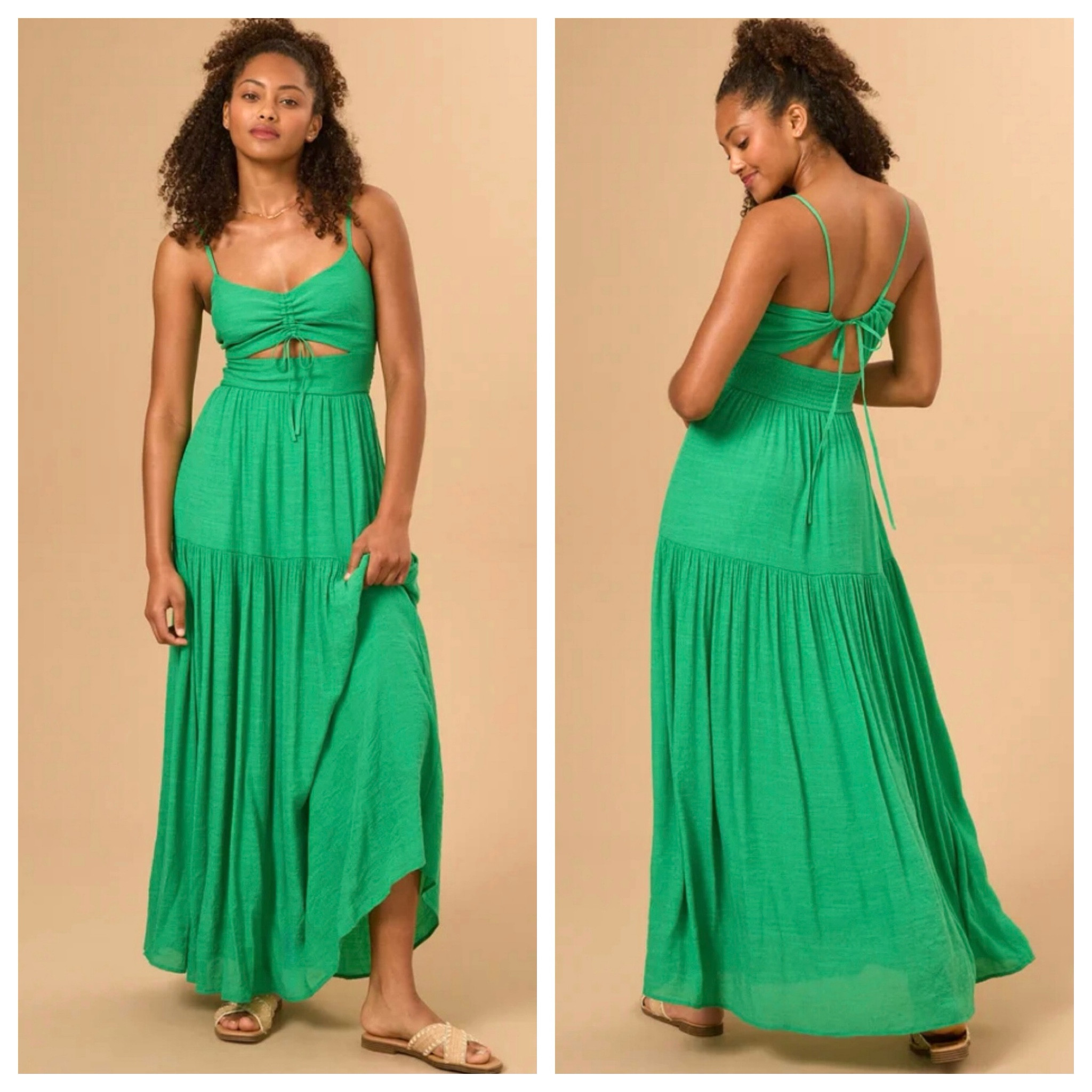 Figure flattering maxi dress perfect for your next vacation!  Love the curly and tie-back. Perfect for dressing up or down!

Summer dress, maxi dress, long dress, green dress, vacation dress, vacation inspo

#LTKStyleTip #LTKFindsUnder100 #LTKSeasonal