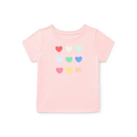 Wonder Nation Baby Girls Crewneck Tee with Short Sleeves, Sizes 0/3M-24M | Walmart (US)