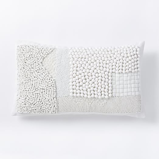 Mixed Beaded Pillow Cover - White | West Elm (US)