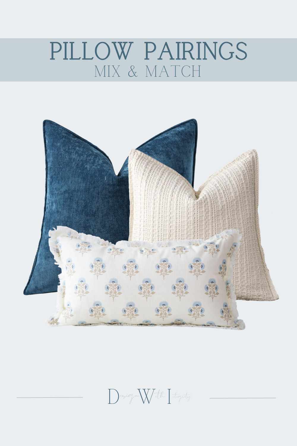 A little contrast can completely transform a pillow combination.

This pairing balances rich, saturated blue with warm ivory and soft neutral tones for a look that feels layered, inviting and timeless. The deep blue pillow creates a beautiful anchor, while the dimensional ivory texture softens the palette and adds tactile interest. A delicate blue and taupe floral print brings the colors together while introducing a smaller scale pattern that keeps the arrangement from feeling too heavy.

The mix of solid color, woven texture and botanical pattern gives this combination that collected designer look without feeling overly matched. Shop the curated pillow pairing through my LTK to recreate the look in your own home.

#PillowPairings #PillowStyling #BlueAndNeutralDecor #DesignerDecor #InteriorStyling #ThrowPillows #HomeDecorInspiration 

 #LTKHome