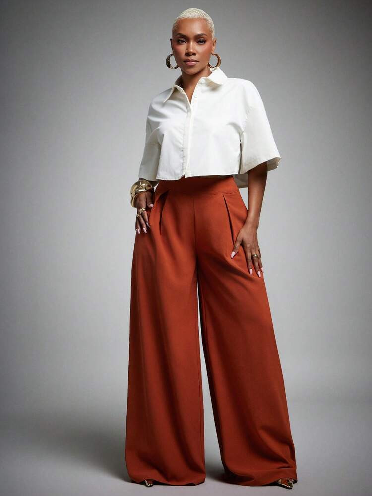 Vixey Empire Waist Extreme Wide Leg Pants | SHEIN