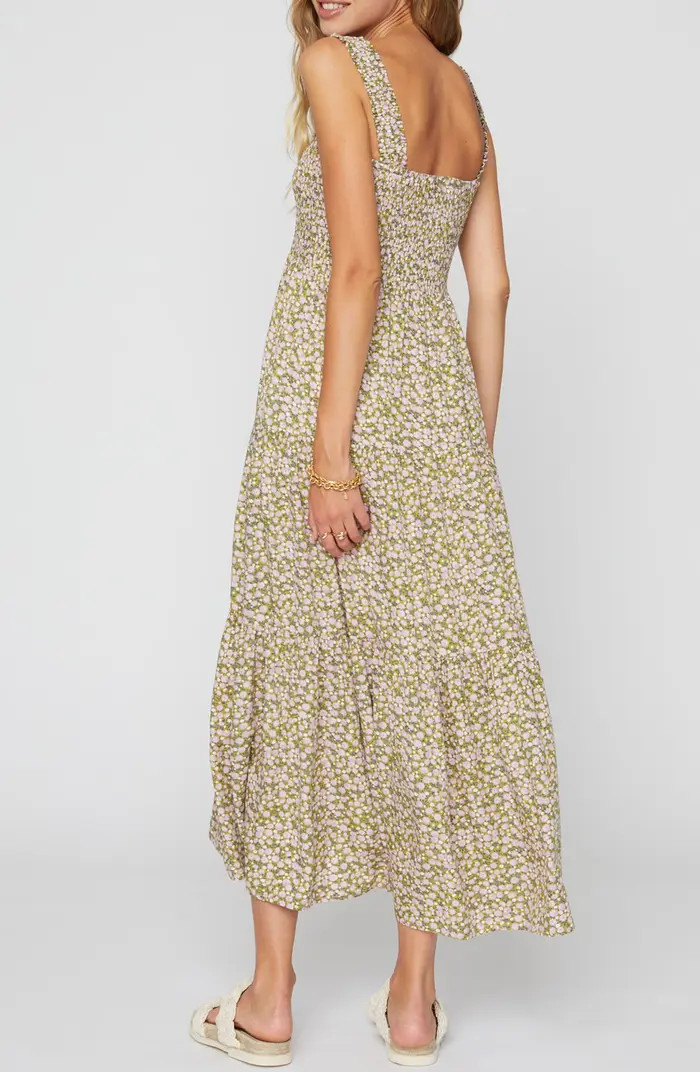 KNOWONECARES Floral Sleeveless Smocked Midi Dress | Nordstrom Rack