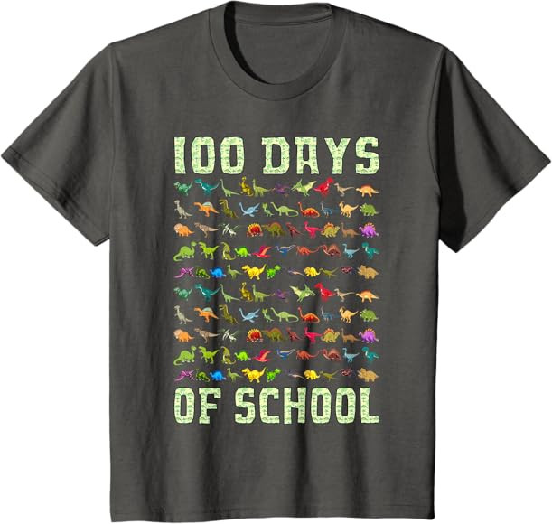 100 Days Of School Dinosaur 100 Days Smarter 100th Day Kids T-Shirt | Amazon (US)