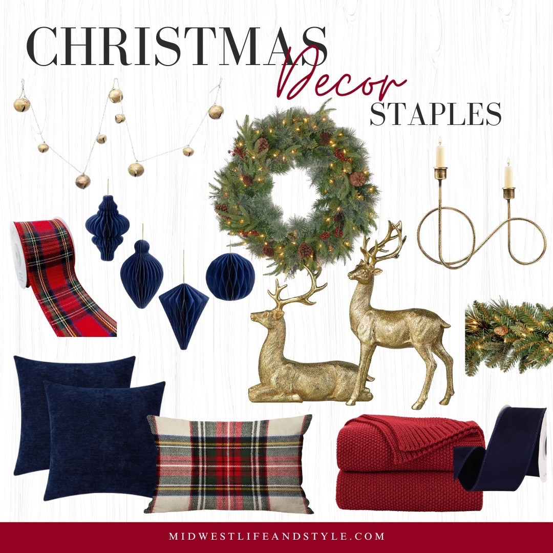 Decorate your home for Christmas with classic decorations that never go out of style including wreaths, garland, candle holders, bells, and beautiful red and blue decor. 

#LTKSeasonal #LTKHome #LTKFindsUnder100
