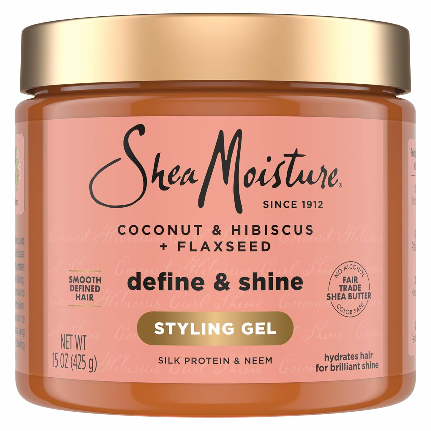SheaMoisture Defining Styling Gel For Thick, Curly Hair Coconut and Hibiscus Paraben-Free Frizz Control Styling Gel 15 oz | Amazon (US)