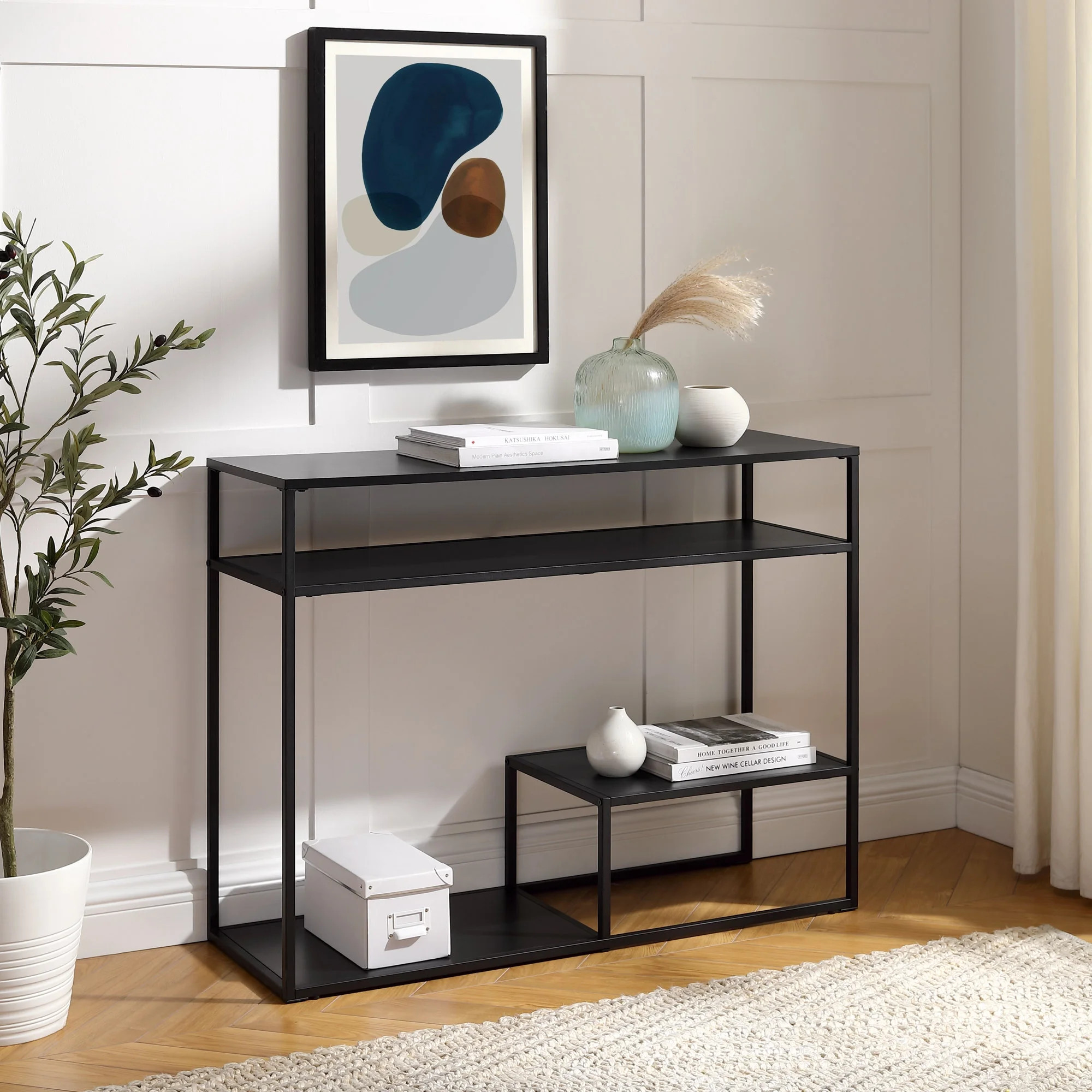 Gap Home 42" Metal and Wood Console Table with Tiered Shelves, Black | Walmart (US)