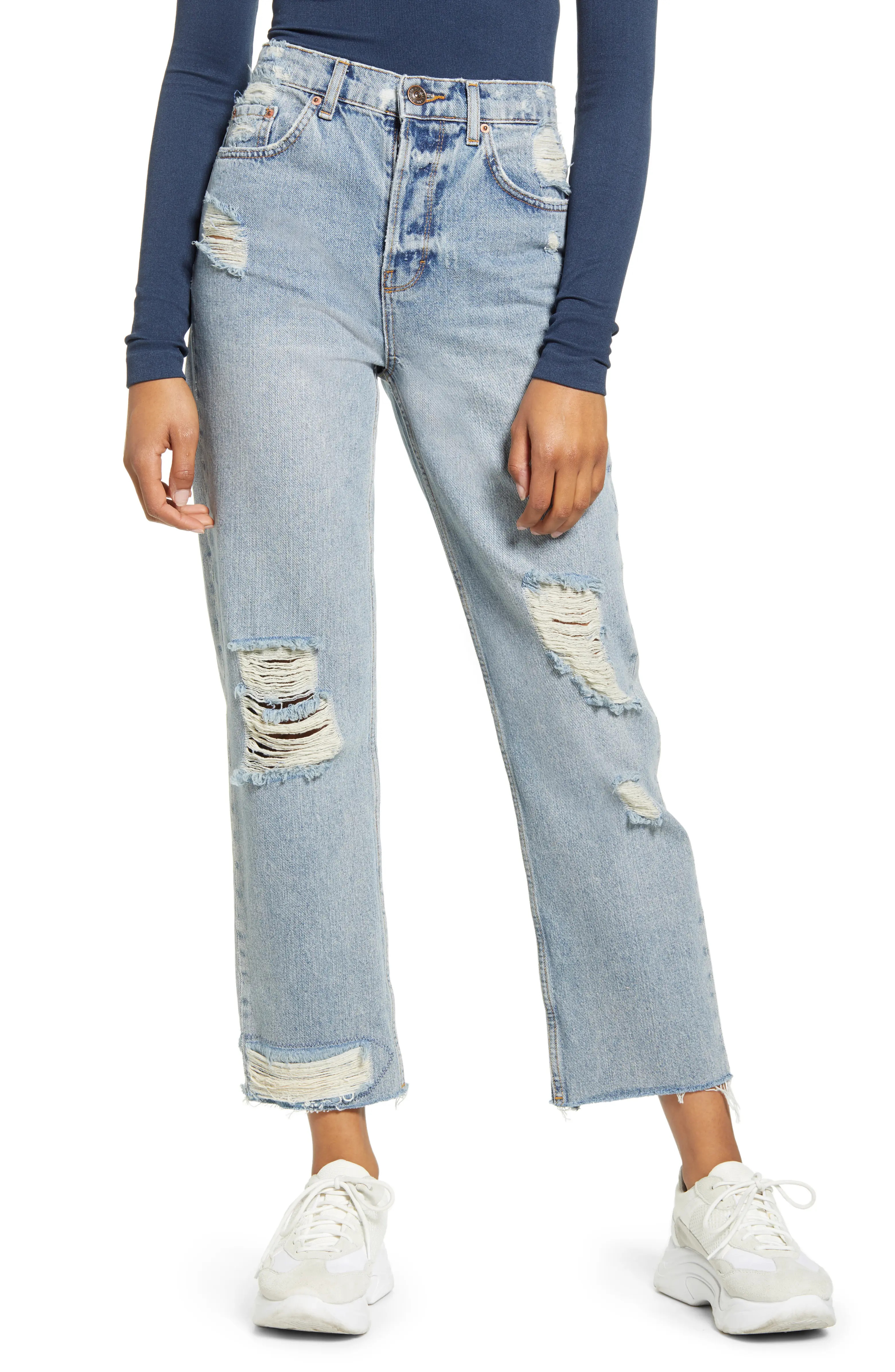 Jackson Ripped High Waist Straight Leg Jeans | Nordstrom