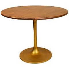 Callie 40" Wide Elm Wood and Gold Round Tulip Dining Table | Lamps Plus
