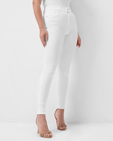 High Waisted White Supersoft Skinny Jeans | Express