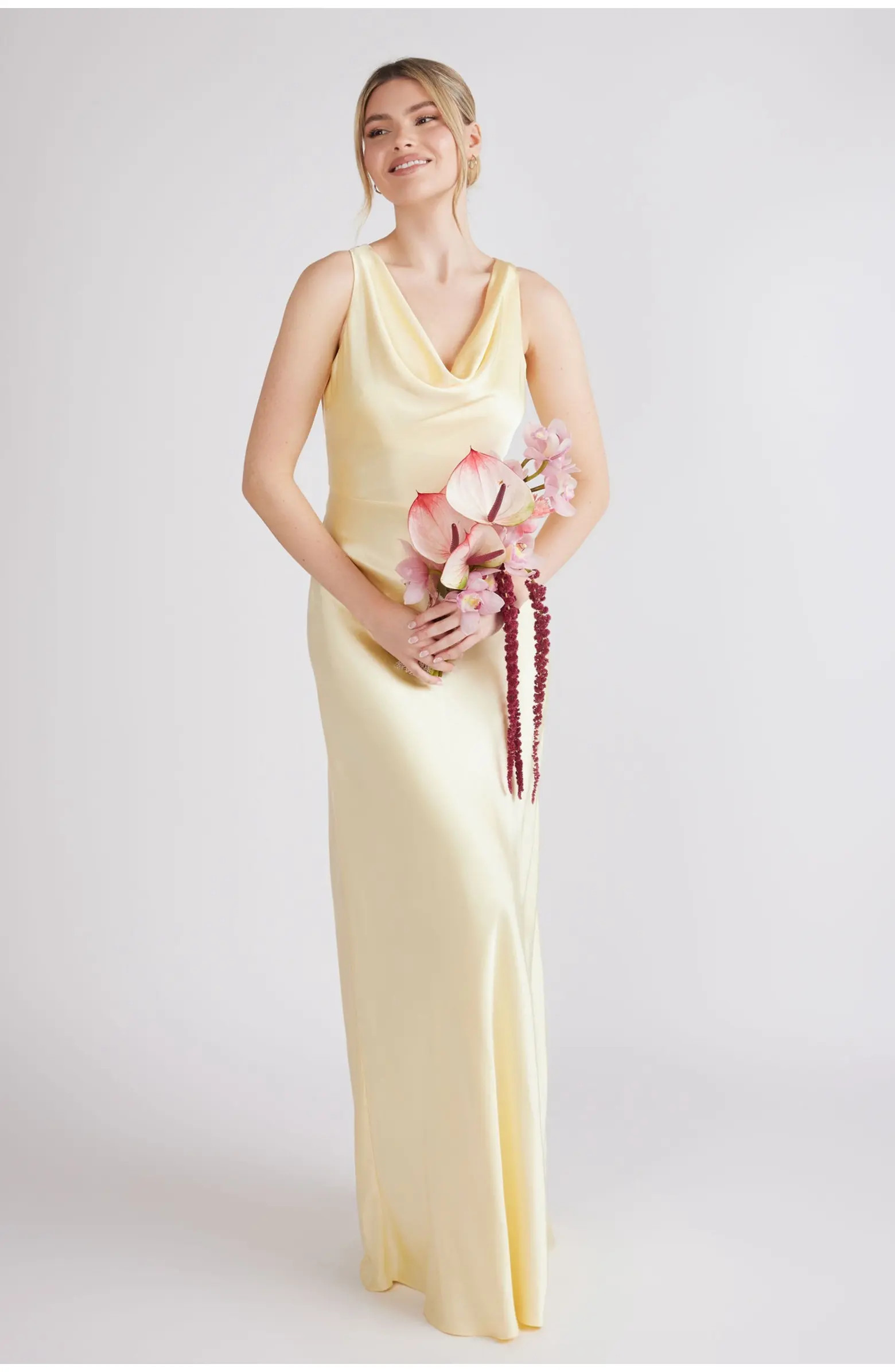 Chiffon Bandeau Satin Maxi Dress | Nordstrom