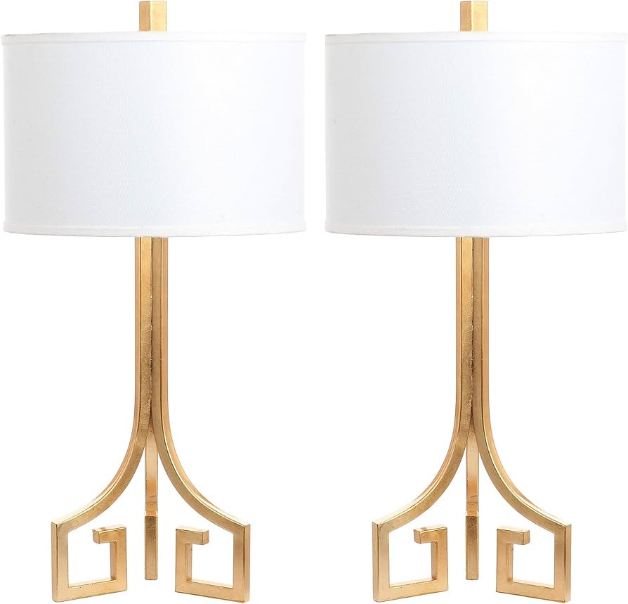 SAFAVIEH Lighting Collection Arabelle Modern Contemporary Greek Key Gold 28-inch Bedroom Living R... | Amazon (US)