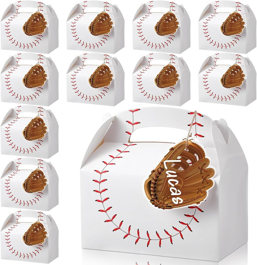 Honoson 24 Set Baseball Treat Boxes with Baseball Gloves Shaped Cards Kraft Goodie Gable Boxes Pa... | Amazon (US)