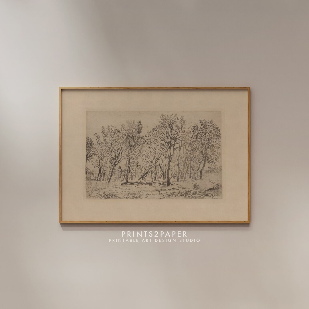 Vintage Tree Sketch Forest Print Antique Drawing Rustic - Etsy | Etsy (US)