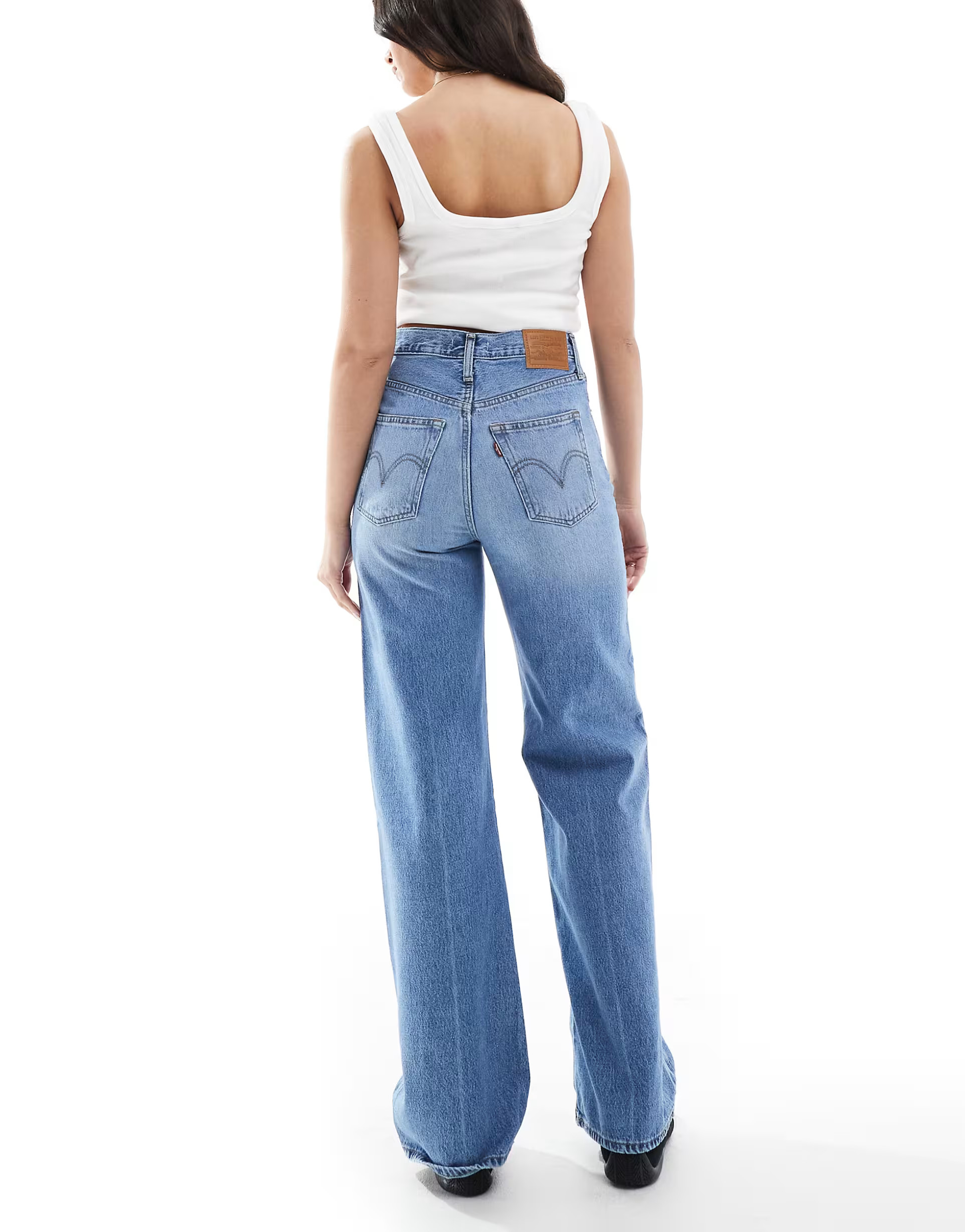Levi's ribcage high rise wide leg jeans in light wash blue  | ASOS | ASOS (Global)