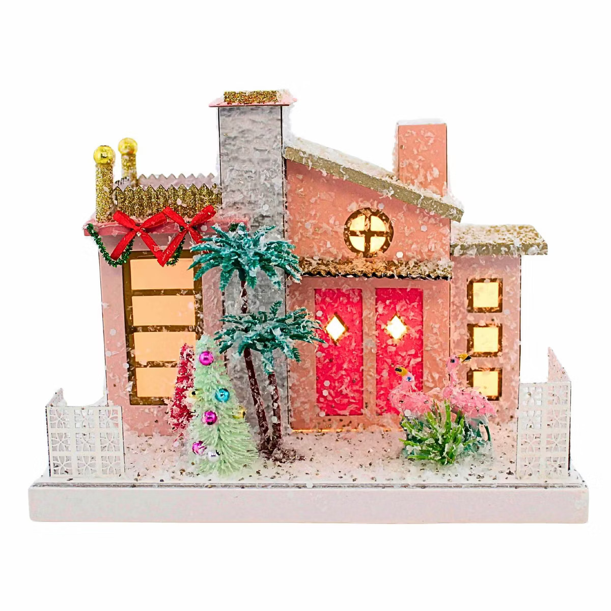 Cody Foster 7.0 Inch Pink Palm Spring House Christmas Putz House , Christmas Decor Mid Century Mo... | Target
