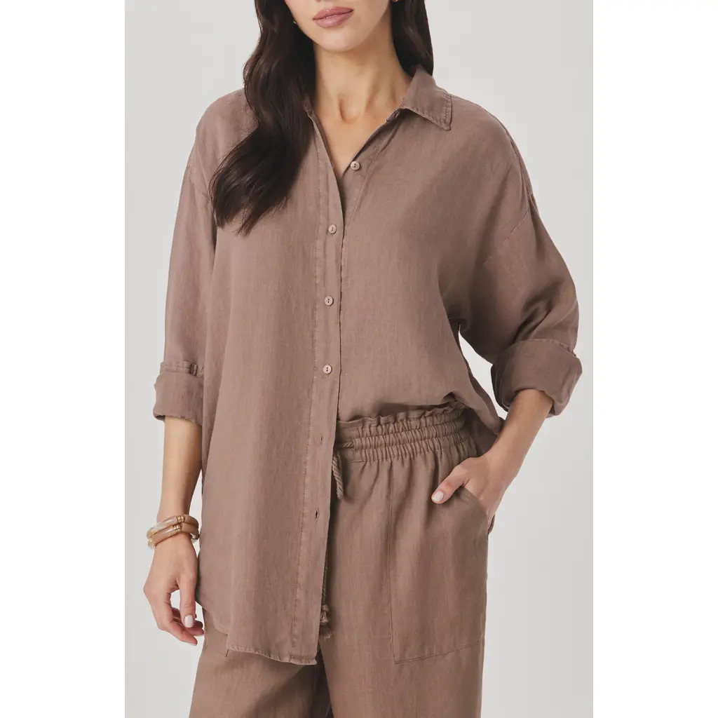 Splendid Stella Linen Button-Up Shirt in Wicker Beige at Nordstrom, Size X-Large | Nordstrom