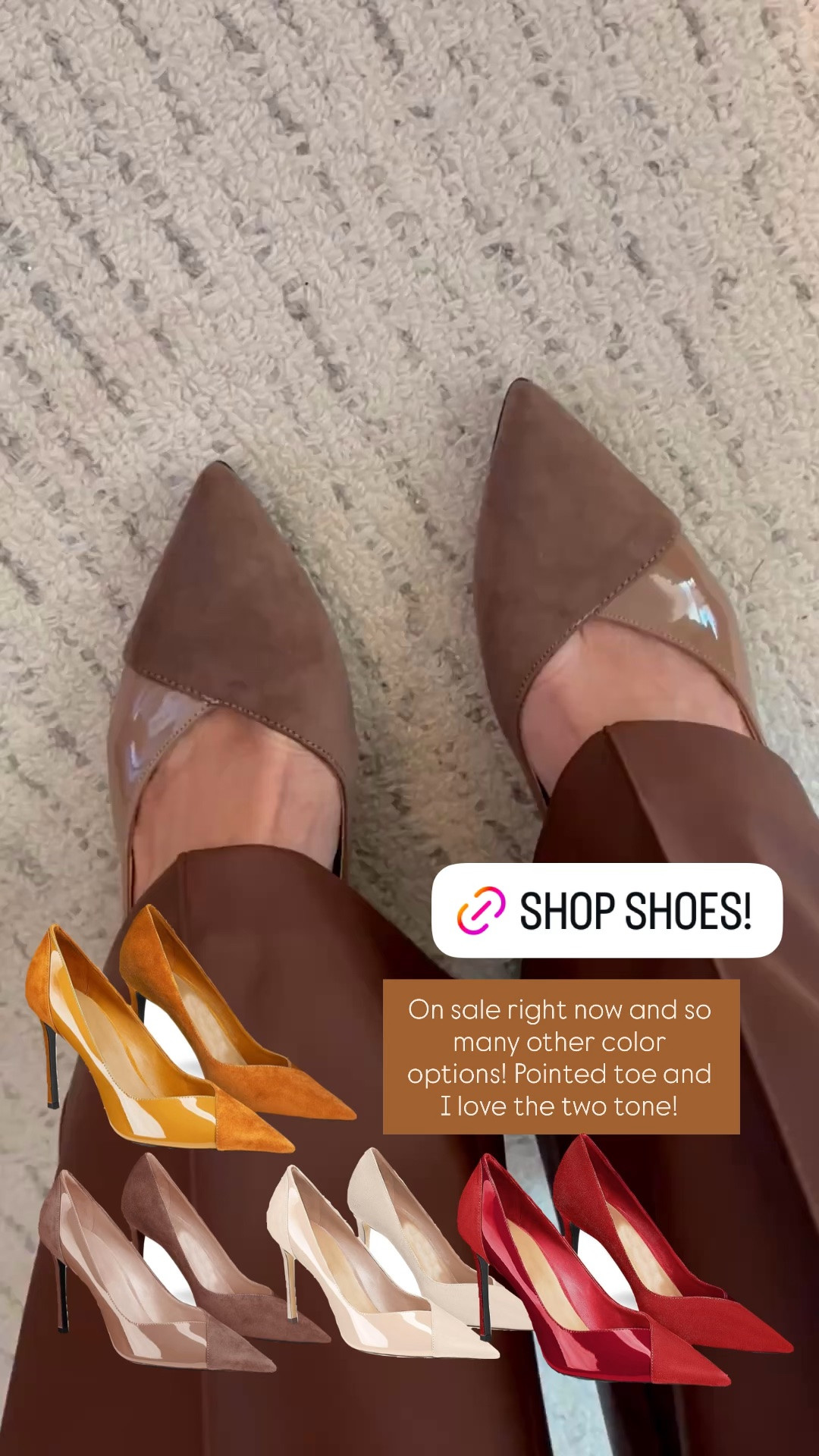 Pointed toe two toned shoes on sale!! I have the brown and love them but keep looking at this burnt orange pair!!

#LTKootd #LTKPetite #LTKSaleAlert