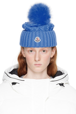 Moncler - Blue Pom-Pom Beanie | SSENSE