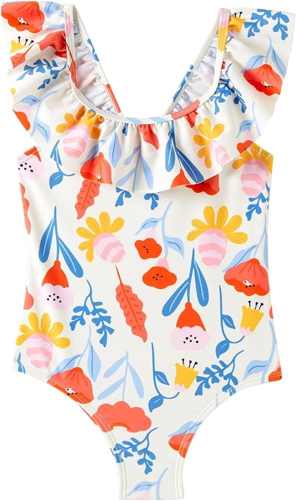 Girls One Piece Swimsuits Toddler Bathing Suit Little Kids Cute Swimwear Quick Dry Striped Ruffle... | Amazon (US)