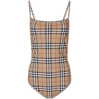 Burberry Women's Delia Checked Swimsuit in Archive Beige IP Check, Size Medium | END. Clothing | End Clothing (US & RoW)