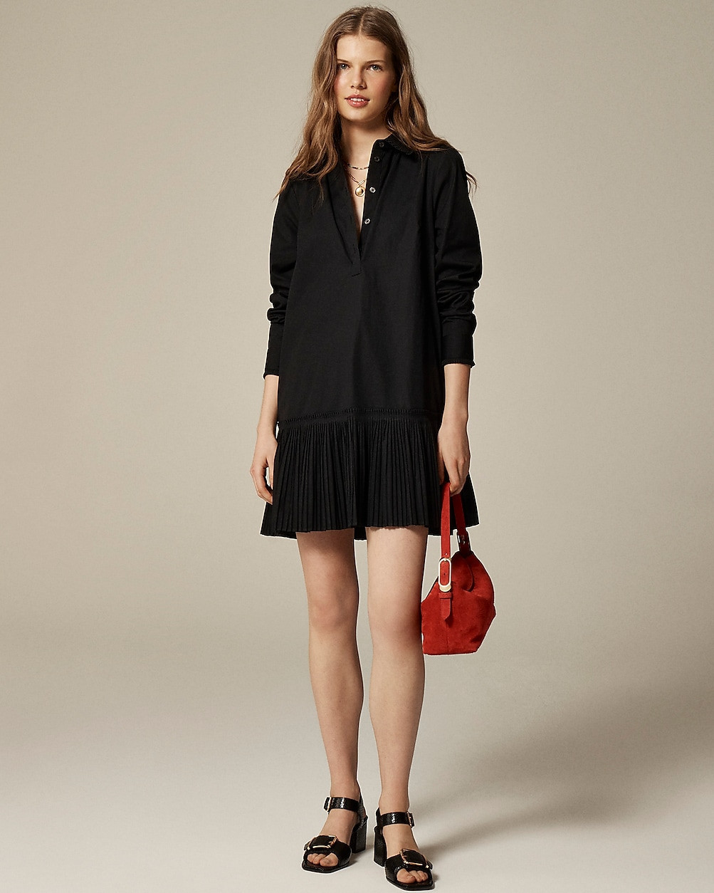 Amelia long-sleeve shirtdress in cotton poplin | J. Crew US