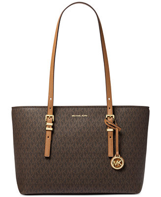Quinn Medium Signature Logo and Leather Tote Bag | Macy's