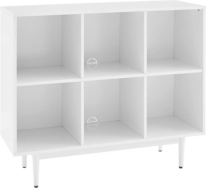 Crosley Furniture Liam Mid-Century 6-Cube Bookcase, White | Amazon (US)