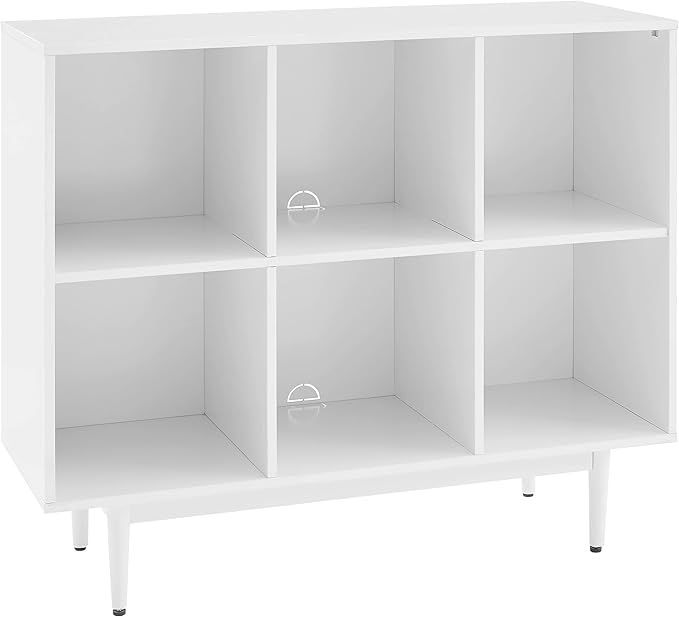 Crosley Furniture Liam Mid-Century 6-Cube Bookcase, White | Amazon (US)
