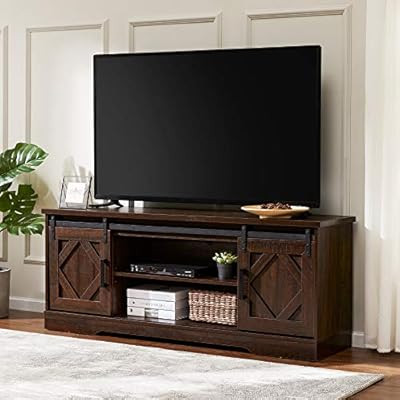 WAMPAT Farmhouse TV Stand Sliding Barn Door Entertainment Center for TV up to 65",Wood Console Ta... | Amazon (US)