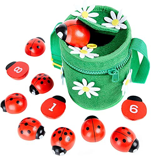 Kenley Counting Ladybugs -Montessori Counting Toys for Toddlers -Wooden Educational Learning Toy for | Amazon (US)