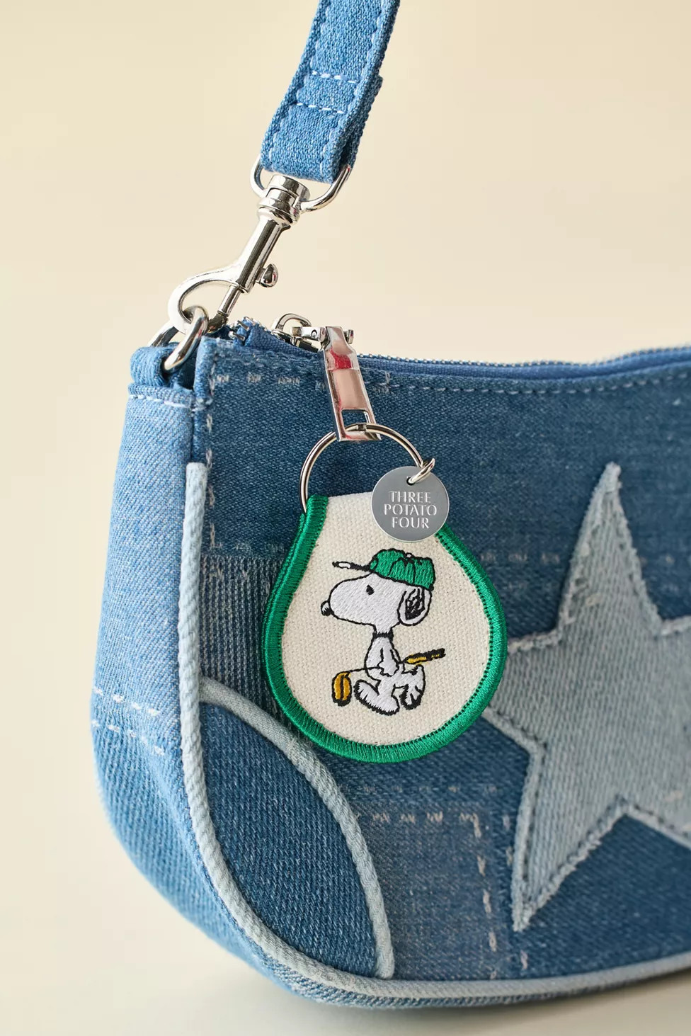 Three Potato Four X Peanuts Snoopy Golf Patch Embroidered Keychain | Urban Outfitters (US and RoW)