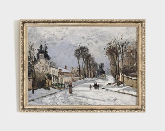 Vintage Winter Village Print  Landscape Oil Painting | Etsy | Etsy (US)