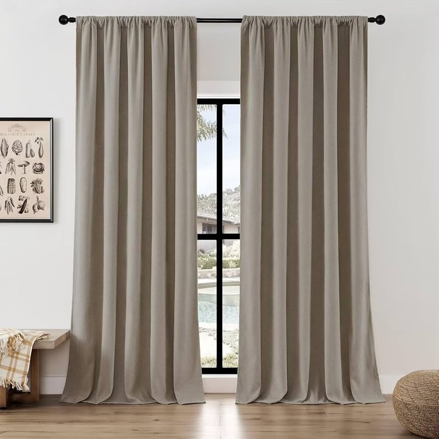 Joydeco Faux Linen Curtains 96 Inch Length 2 Panel Set, Light Filtering Curtains for Bedroom, 52 ... | Amazon (US)