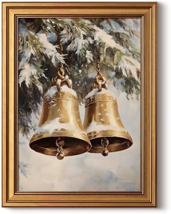 InSimSea Gold Framed Christmas Wall Art, Vintage Canvas Prints Decor, Jingle Bells Snow Paintings... | Amazon (US)