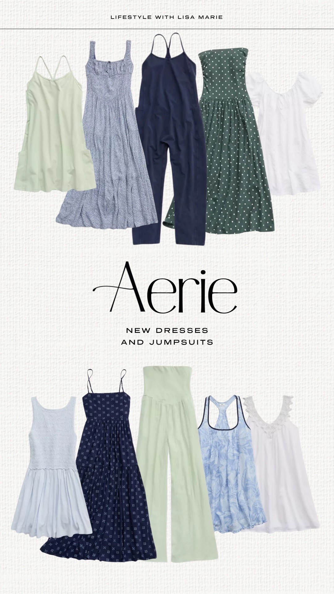 New Aerie dresses and jumpsuits for summer! Elevated casual outfits for events, parties, vacations, cruises, resort stays, pool, beach and boat. Mini and midi dresses for warm weather. Polka dot dresses. Green and blue summer outfit inspo. Pool cover-ups.

#LTKootd #LTKSeasonal #LTKPetite