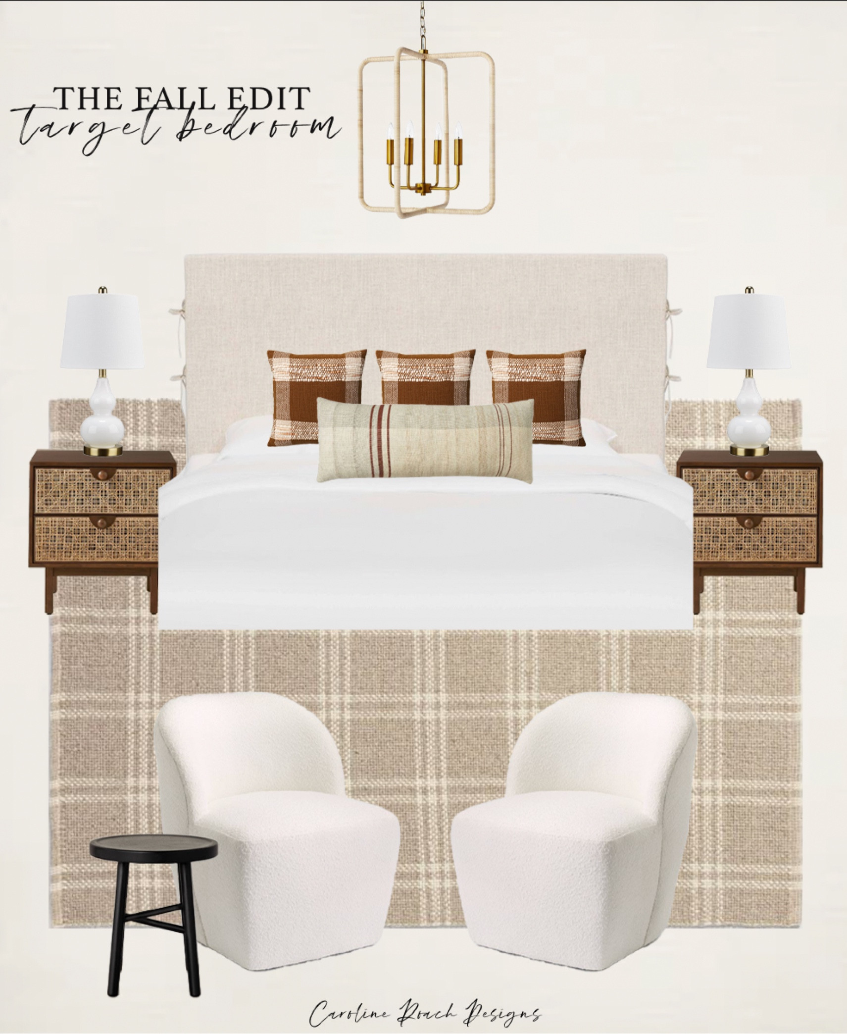 Cozy bedroom
Bedroom inspo
Master bedroom
King bed
Target bedroom furniture
Target home
Wooden nightstand
White swivel chair
Neutral plaid area rug
Chandelier
White table lamp
Fall decor
Fall throw pillows
Black side table
Hearth and hand
Magnolia
Affordable bedroom

#LTKhome #LTKstyletip #LTKSeasonal