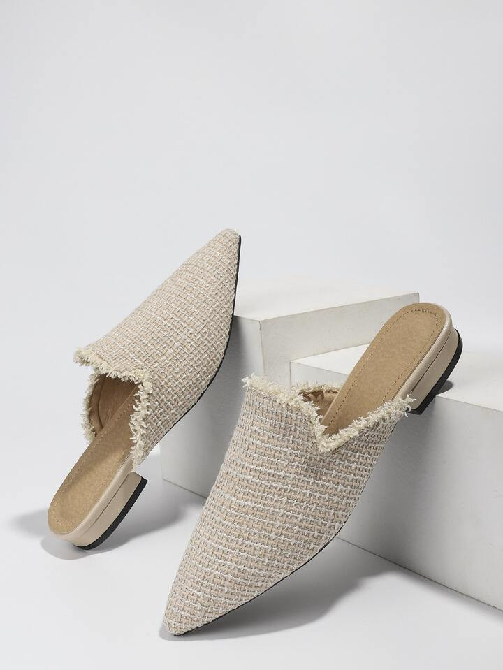 Raw Trim Point Toe Flat Mules | SHEIN