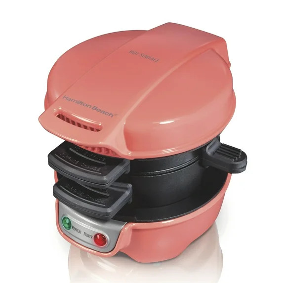 Hamilton Beach Breakfast Sandwich Maker with Egg Cooker Ring, Breakfast Station, Coral | Walmart (US)