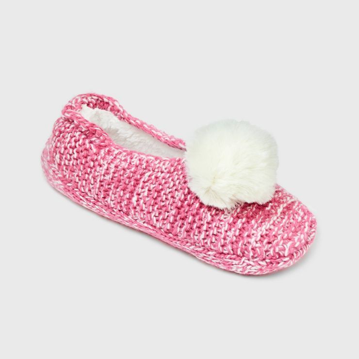 Women's Knit Ballerina Slipper Socks with Faux Fur Poms - Stars Above™ 4-10 | Target