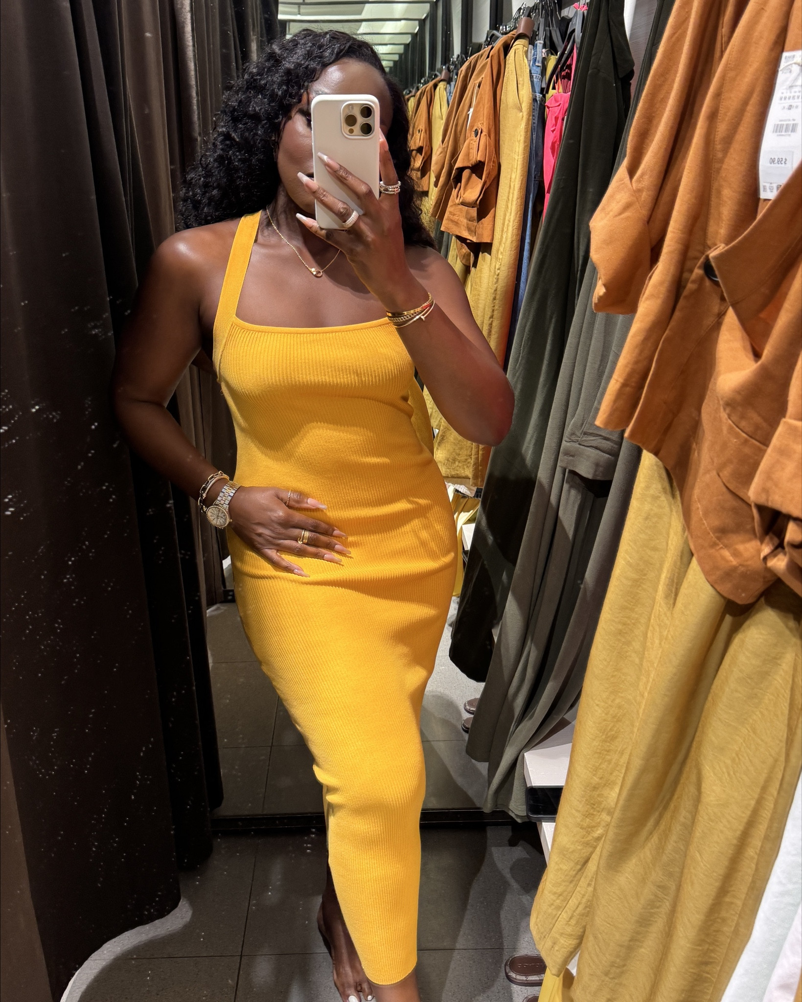 Wearing a medium in this mustard yellow summer dress from ZARA. It is very stretchy and it criss crosses in the back. I like it!

#LTKFindsUnder100 #LTKStyleTip #LTKSummerEdit