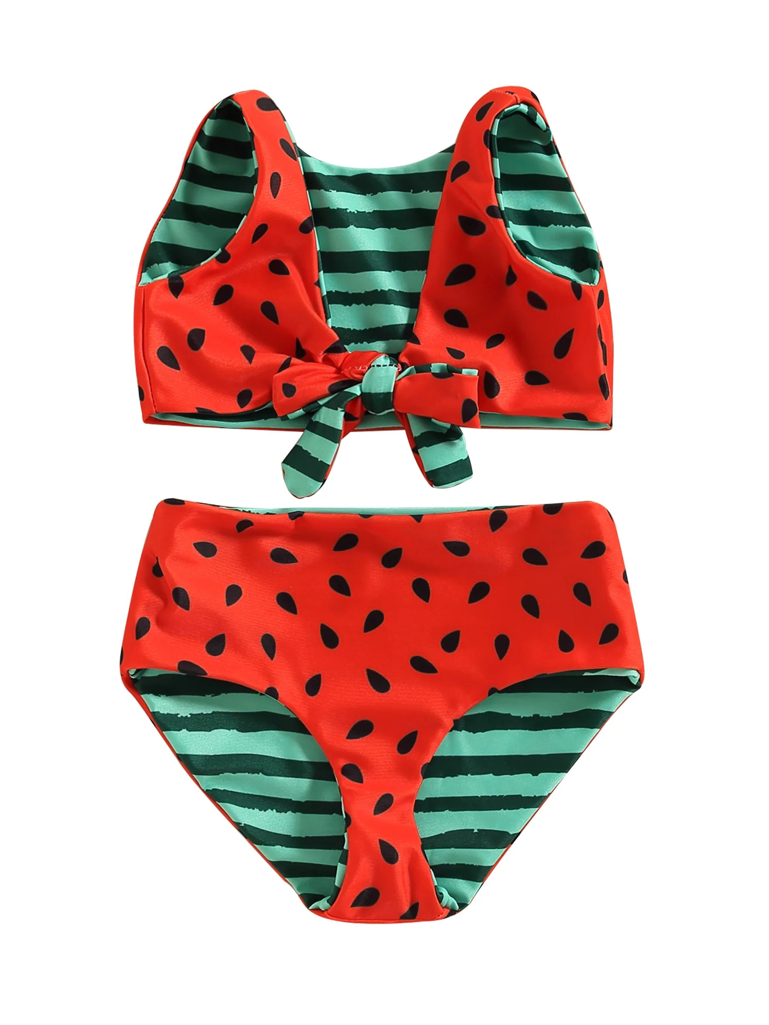 Bagilaanoe Toddler Baby Girls Swimsuits 2 Piece Bikinis Set Watermelon Print Sleeveless Vest Tops... | Walmart (US)