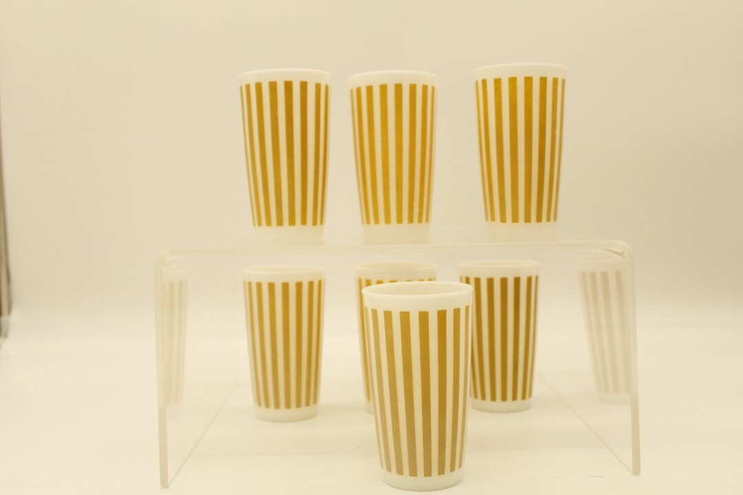 Vintage Hazel Atlas Rare Yellow Stripe 10 Oz Candy Stripe Glass Tubbler V9495 - Etsy | Etsy (US)